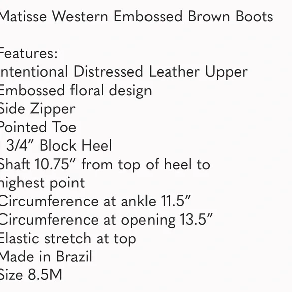 Matisse Western Zip Up Brown Leather Cowboy Boots - Picture 9 of 9